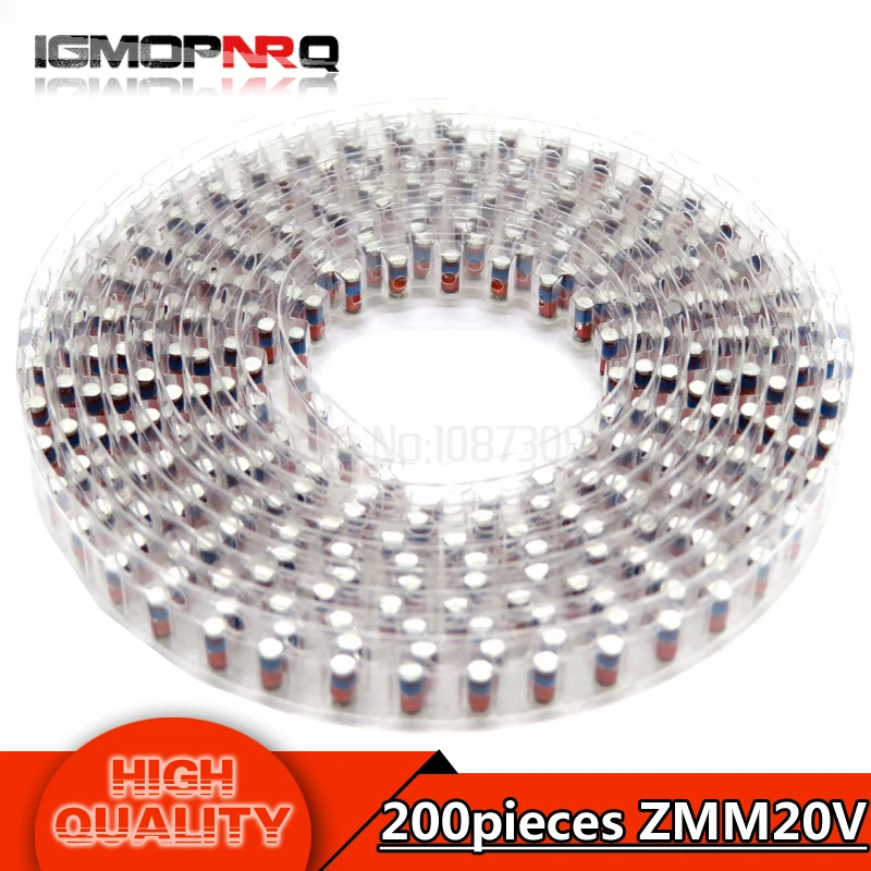 200 шт. 1/2W зенеровский диод ZMM 8V2 10 12 V 15V 16V 18V 3В 3V3 3V9 4V7 5V1 7V5 20V 24V диод - Цвет: ZMM 20V