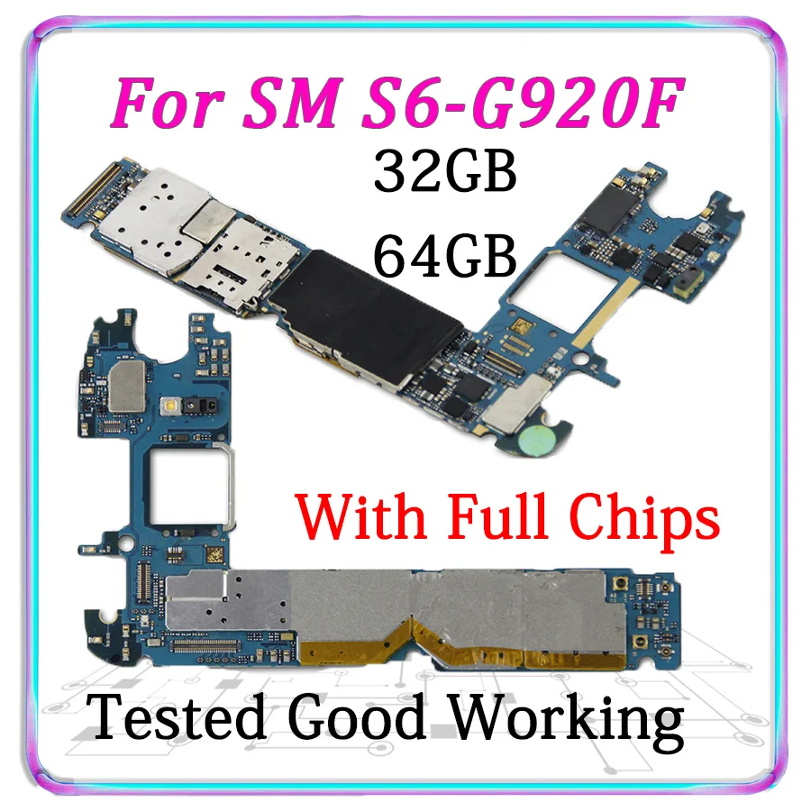 Для samsung Galaxy S6 G920F материнская плата с чипами MB Android 7,0 разблокировка Euopre материнская плата 32 Гб