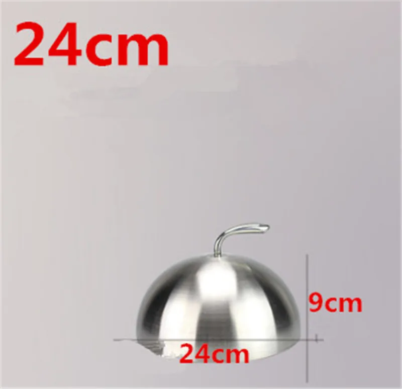 silver 24xH9cm Крышка из нержавеющей стали, круглая Золотая Крышка для стейка, западный стиль, без магнита, крышка для сковороды, повышающая рост, Корейская Крышка для барбекю, котелок для барбекю - Цвет: silver 24xH9cm