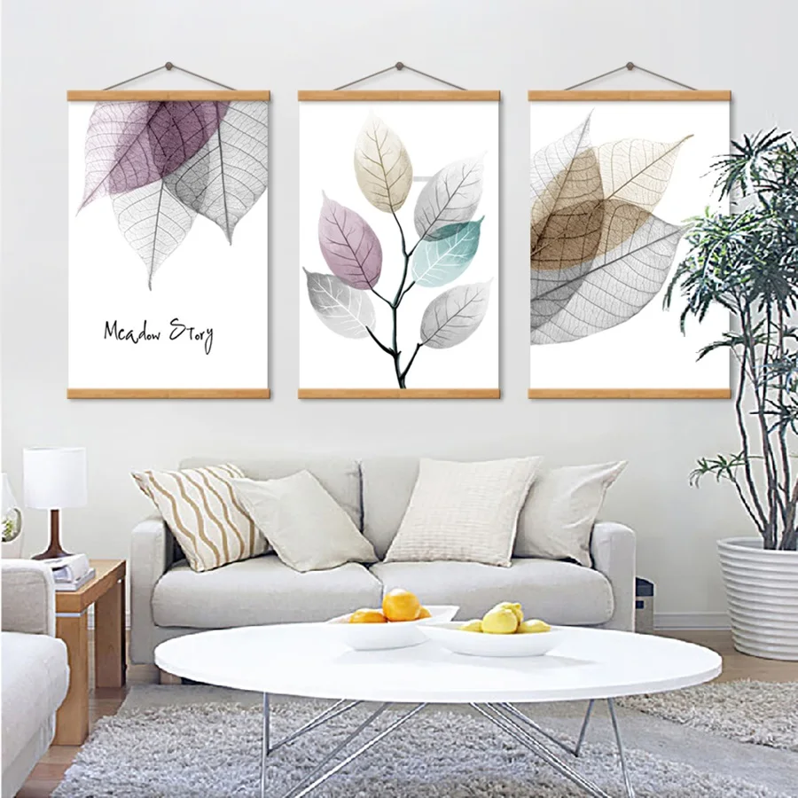 Modern Simple Small Fresh Leave Home Decorative Painting Framed Modular Picture Wall Art Canvas Poster for Living Room | Дом и сад