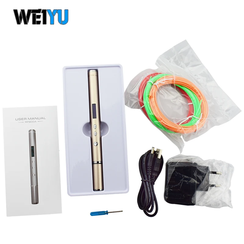 WEIYU 3d ручки PLA нити 1,75 мм 10 цветов* 5 м 3d печатных pen-3d детей Рождественский подарок тонкий светодиодный дисплей для рисования ручка