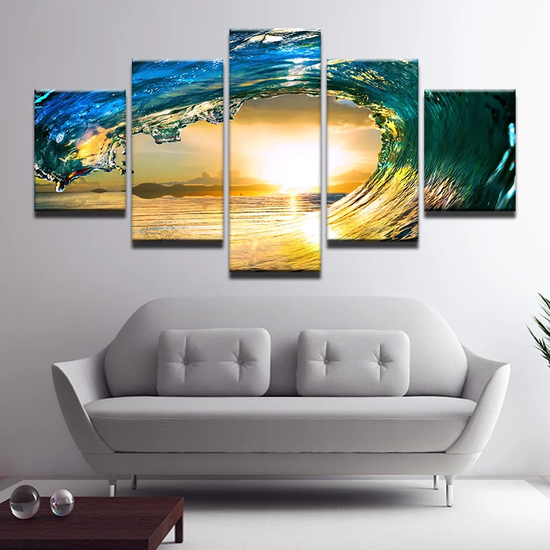 5 Panel Modern Seascape Art Pictures Canvas Painting for Home Decor HD Printed Poster | Дом и сад