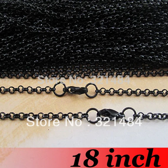 Gunmetal Black 100pcs 3mm 18inch Rolo Chain Necklace Jewelry Findings Accessories