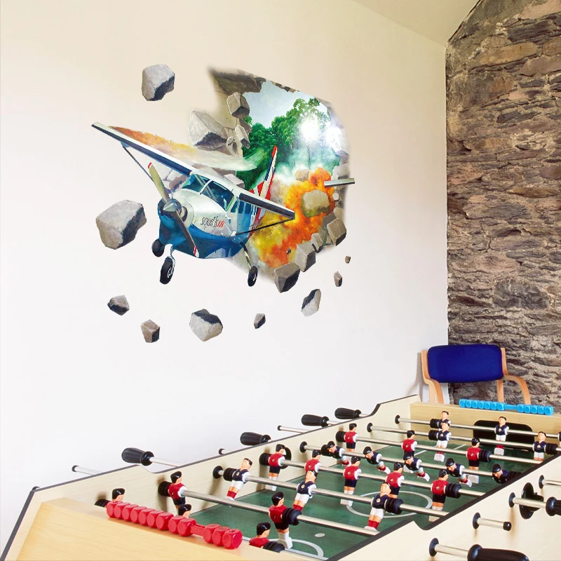 Креативные съемные настенные 3d наклейки с изображением сломанной стены самолета