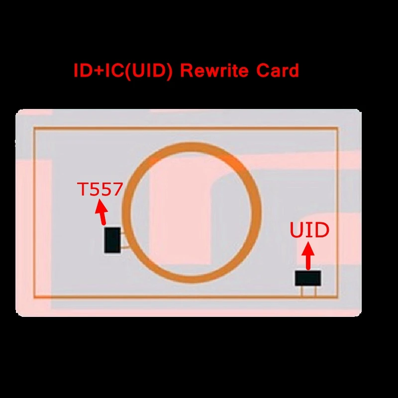 5 шт. пустые карты ID+ IC UID 13,56 МГц сменная перезаписываемая композитная карта с двумя ЧИПАМИ частота+ RFID 125 кГц T5577 EM4305