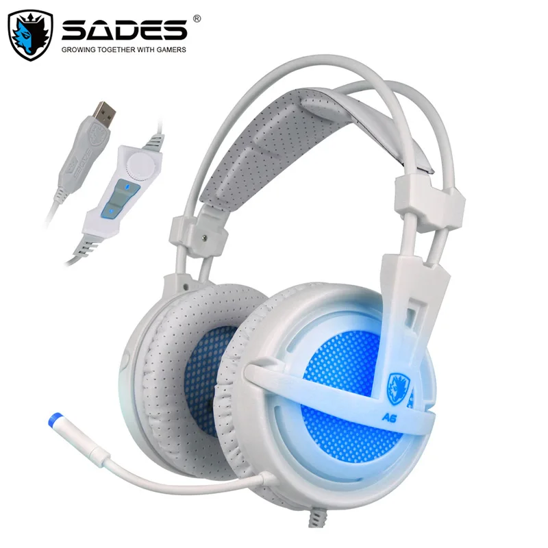Sades A6 7.1 стерео наушники 2.2 м кабель USB игровая гарнитура с микрофоном голос