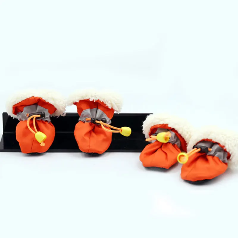 Orange DOGGYZSTYLE Водонепроницаемый 4 шт./компл. собака обувь без каблука, без шнуровки зимние светоотражающие дождь сапоги плащ-дождевик для больших собак чихуахуа - Цвет: Orange