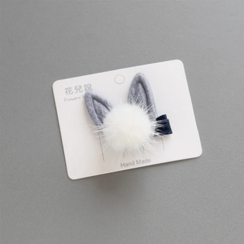 Hair Clip 12 1 шт., резинка для волос с кроличьими ушками, эластичная резинка, плюшевые шарики, заколки для волос, кошачьи ушки, детские головные уборы с жемчугом для девочек, детские аксессуары - Цвет: Hair Clip 12