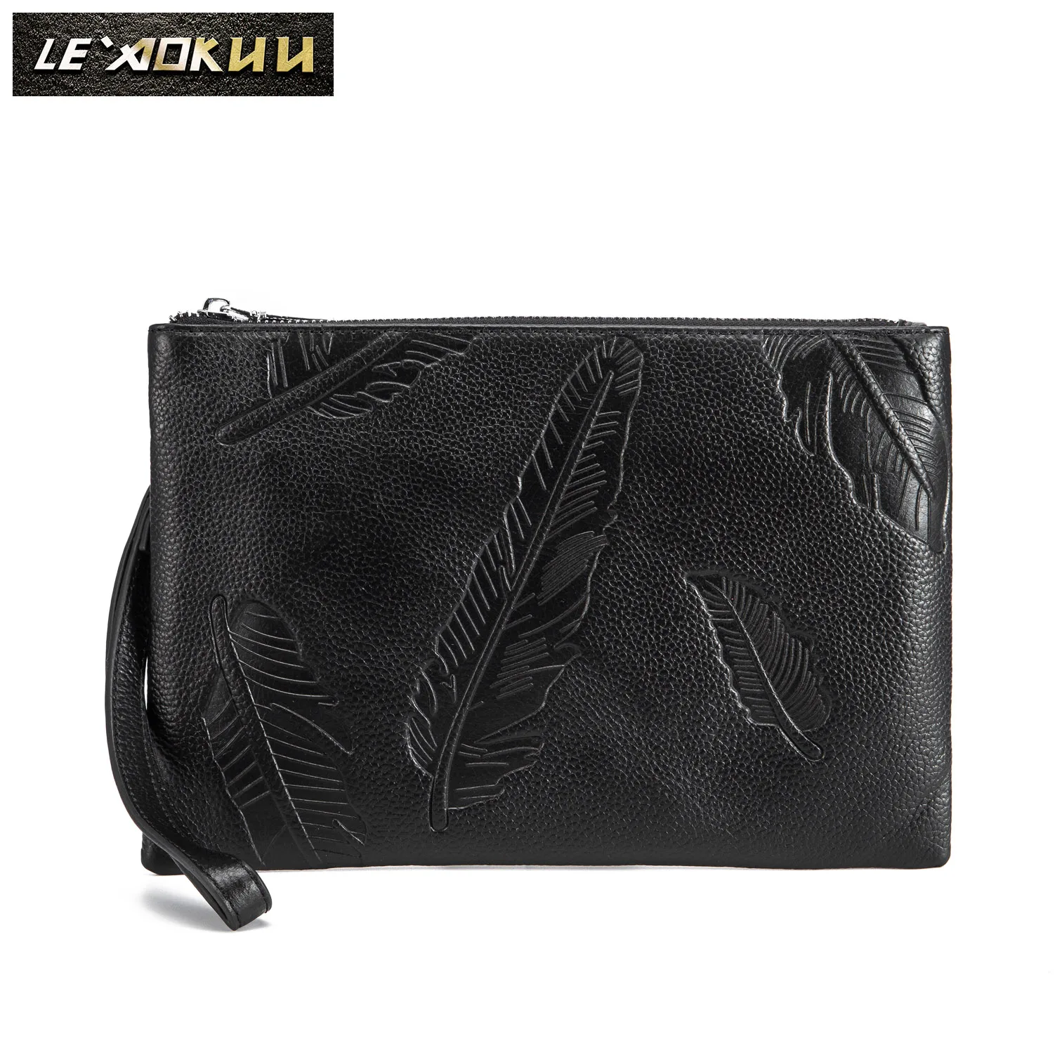 Модный мужской кошелек-органайзер кожаный дизайнерский клатч на цепочке молнии