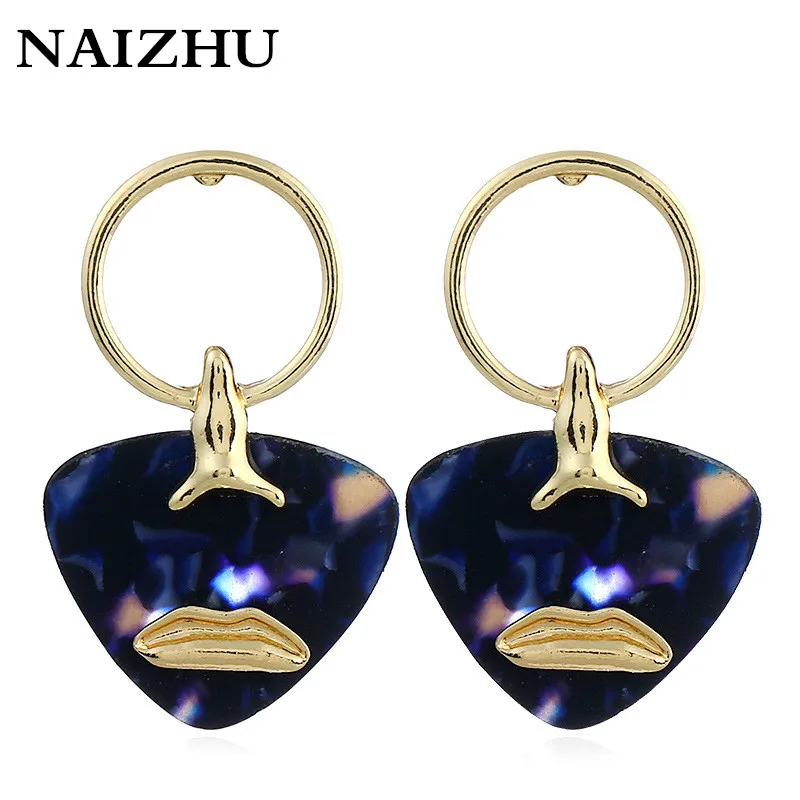 Новый Мода индивидуальность Стад Серьги 2017 г. темно синий геометрические губы