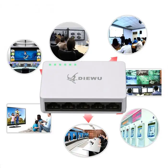 5 портов Ethernet коммутатор LAN сети концентратор самоадаптивный 10/100 Мбит/с сплиттер