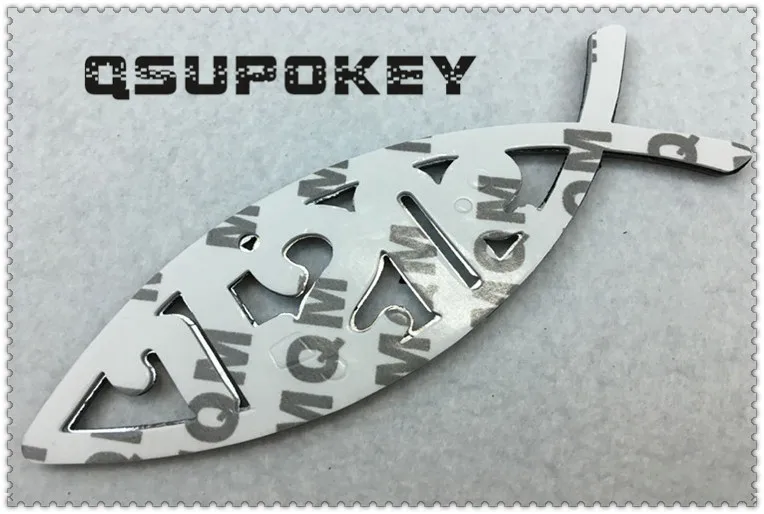 QSUPOKEY Jesus fish 3D car sticker chrome badge shape decoration waterproof applique Christian decal | Автомобили и мотоциклы