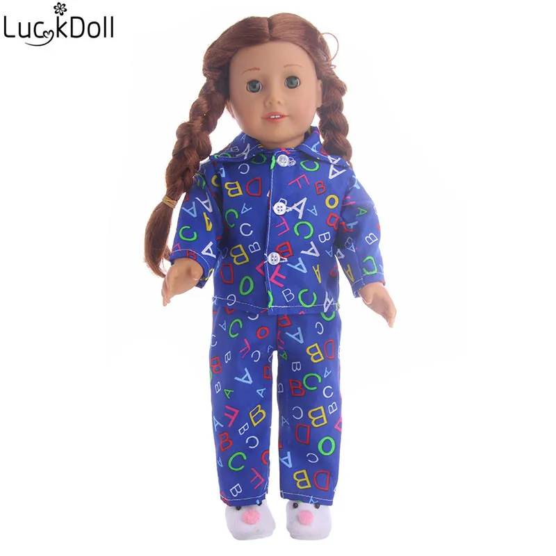 

LUCKDOLL High Quality Colorful Pajamats Suit For 18 Inch Doll or 43 cm Doll Accessories For Dolls