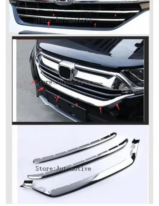 

Exterior Front Radiator Grille U-Shaped Mouldings For Honda CR-V CRV 2017 2018