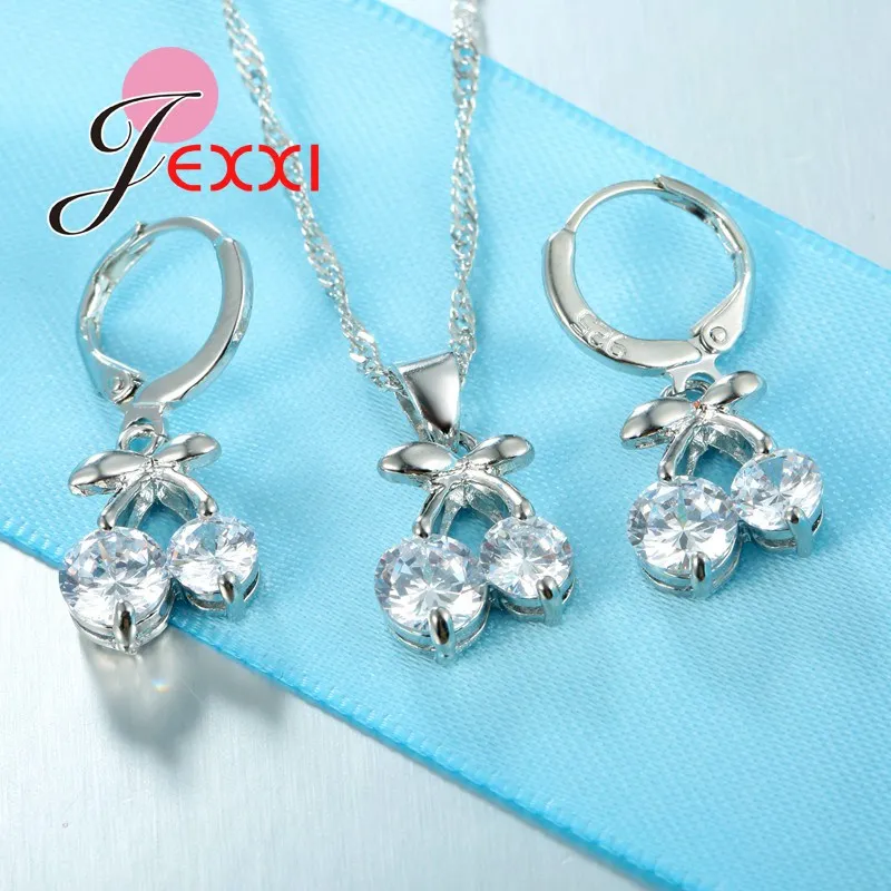 Милые серебряные ювелирные изделия в форме вишенки двойные круглые висячие