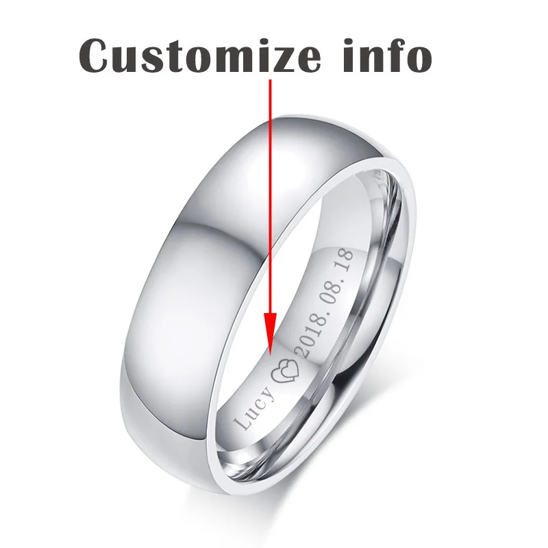 Customize Men Vnox, базовые обручальные кольца, кольца для женщин, мужчин, Настраиваемые имя, дата, информация о любви, Подарок на годовщину - Цвет основного камня: Customize Men