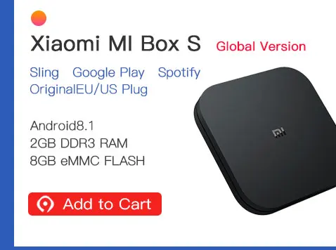 Оригинальная глобальная версия Xiaomi Mi коробка S 2GB 8GB Android 8,1 Smart 4K со сверхвысоким разрешением Ultra HD, WI-FI Google Cast Netflix IPTV Set-top Box