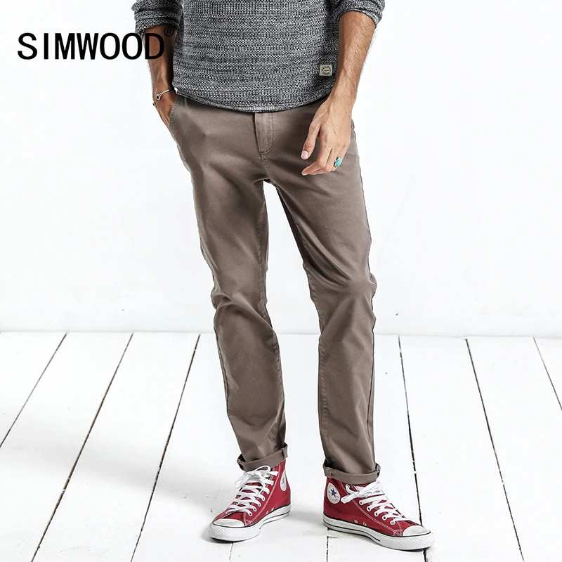 SIMWOOD 2019 Весна Зима повседневные брюки мужские модные узкие плюс размер брендовая
