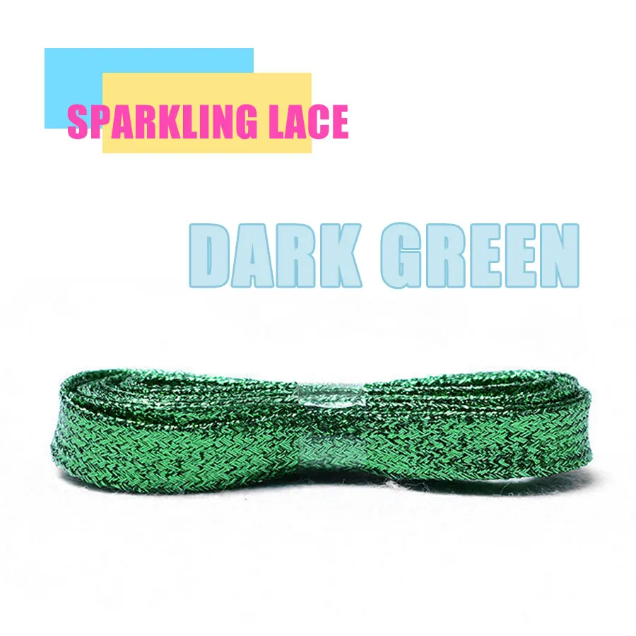 Dark Green Цветные мужские и женские шнурки для кроссовок с металлическим блеском, блестящий шнурок золотого цвета, серебристые плоские шнурки, спортивная обувь для бега, шнуровка - Цвет: Dark Green