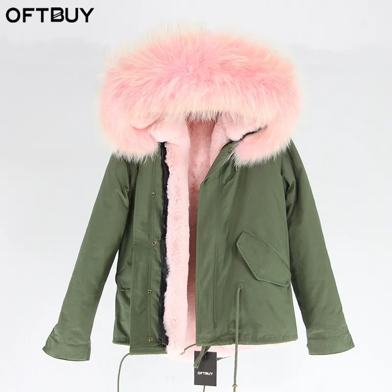 14 Бренд OFTBUY,, хаки, зеленый, зимняя куртка, пальто, женская парка, пальто с натуральным мехом, натуральный большой енотовый меховой воротник, теплая, толстая, мягкая подкладка - Цвет: 14