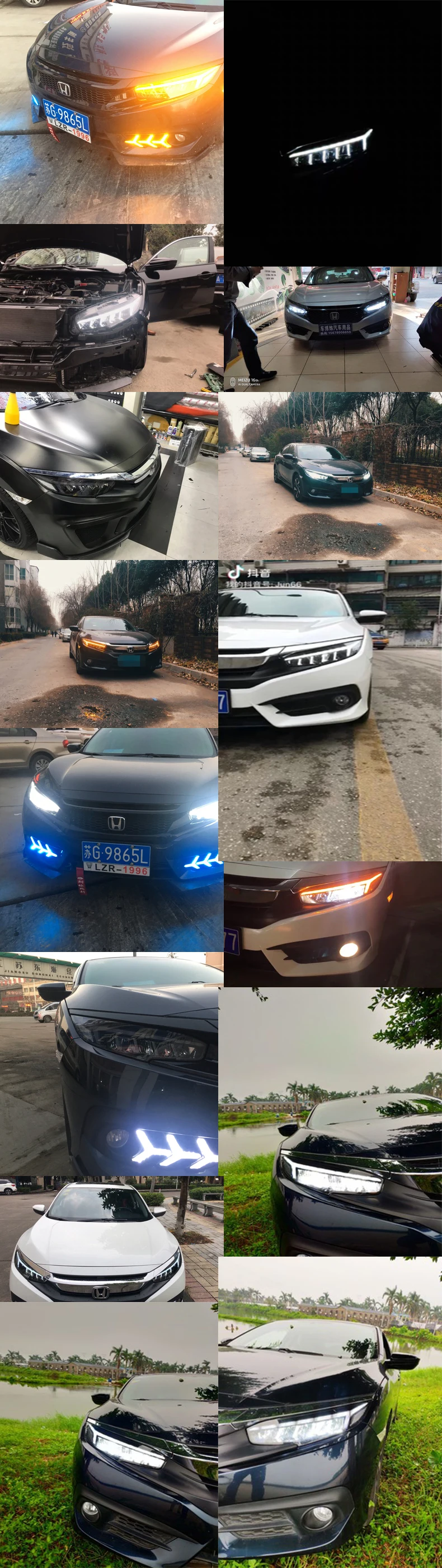 Для Honda Civic головной фары в сборе DRL ксеноновая лампа год передний свет полный светодиодный поворотный свет