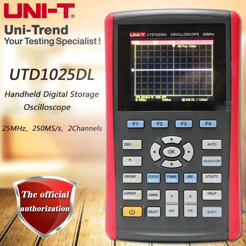 UNI T UTD1025DL двухканальный портативный цифровой осциллограф 25 МГц полоса