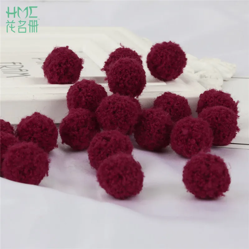 Dark Red Горячая Распродажа, 50 шт./лот, помпон, 15 мм, разноцветные мягкие помпоны, пушистые плюшевые поделки, сделай сам, меховой шар, домашний декор, швейные принадлежности, новое поступление - Цвет: Dark Red
