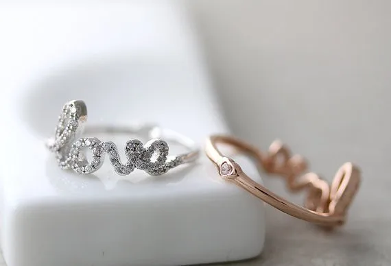 Кольцо с надписью Love сзади маленькое сердце бесконечное любовное кольцо лучшая