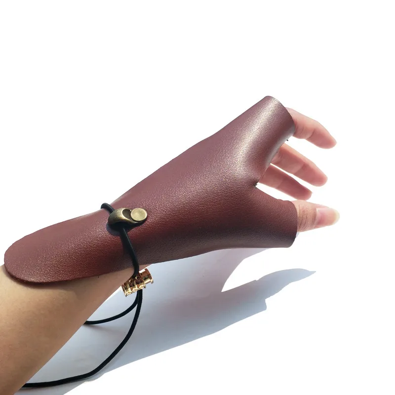 

1pc Archery Left Hand Finger Guard Leather 2 Finger Brown Black Protection Glover Tab Outdoor Archery Hunting