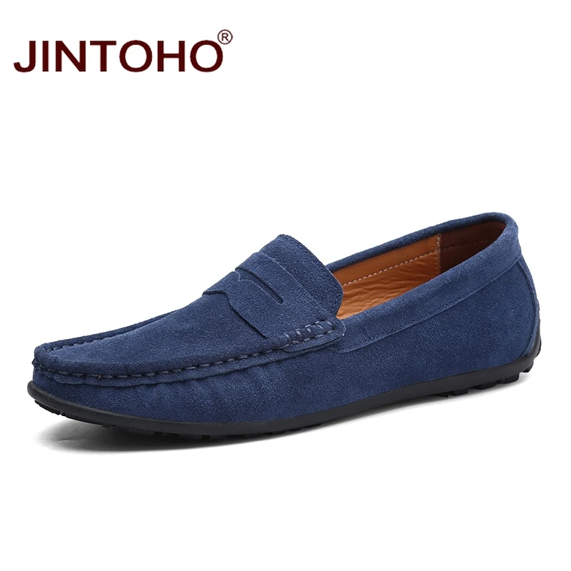 Туфли JINTOHO мужские кожаные и замшевые Брендовые повседневные топ-сайдеры без