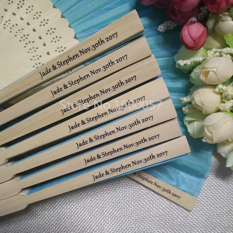 

130pcs Personalized Wedding Cloth Fan Wedding Favor Gift Hand Folding Fans +Customized Printing Text+DHL Free Shipping