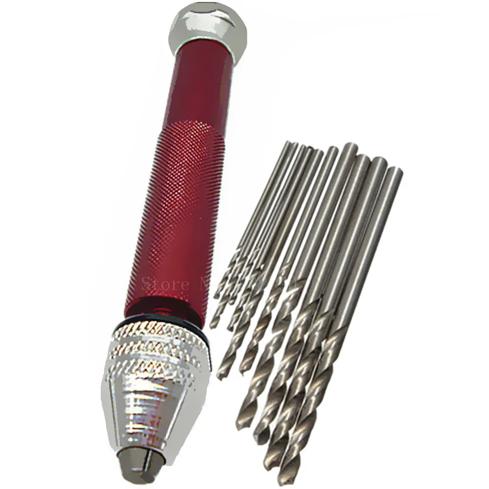 Мини ручная дрель с Keyless Зажимы + 10 шт. HSS сверла поворотный Инструменты дерево