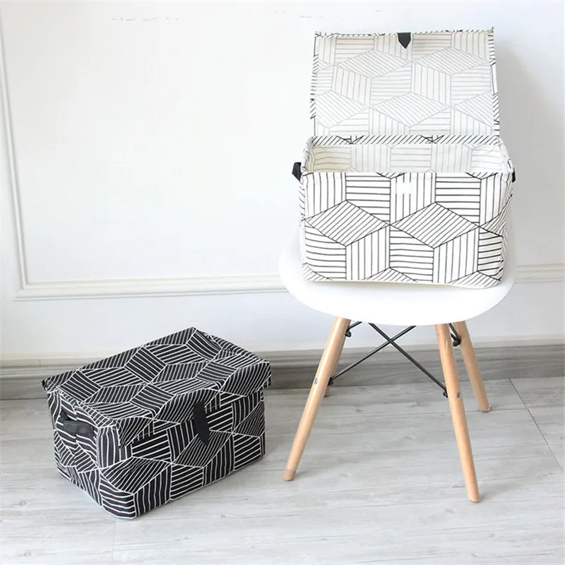 FullLove Геометрическая искусственная льняная хлопковая черная белая с крышкой