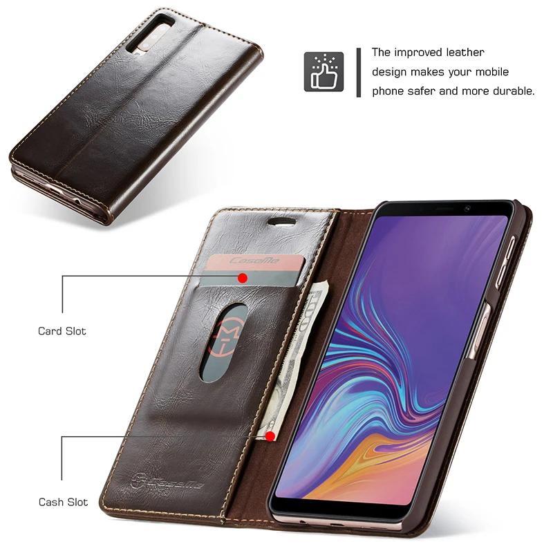 Кожаный флип чехол на магните для Samsung Galaxy S9 S8 Plus S7 A6 A7 A8 A9 2018 чехлы телефонов Чехол