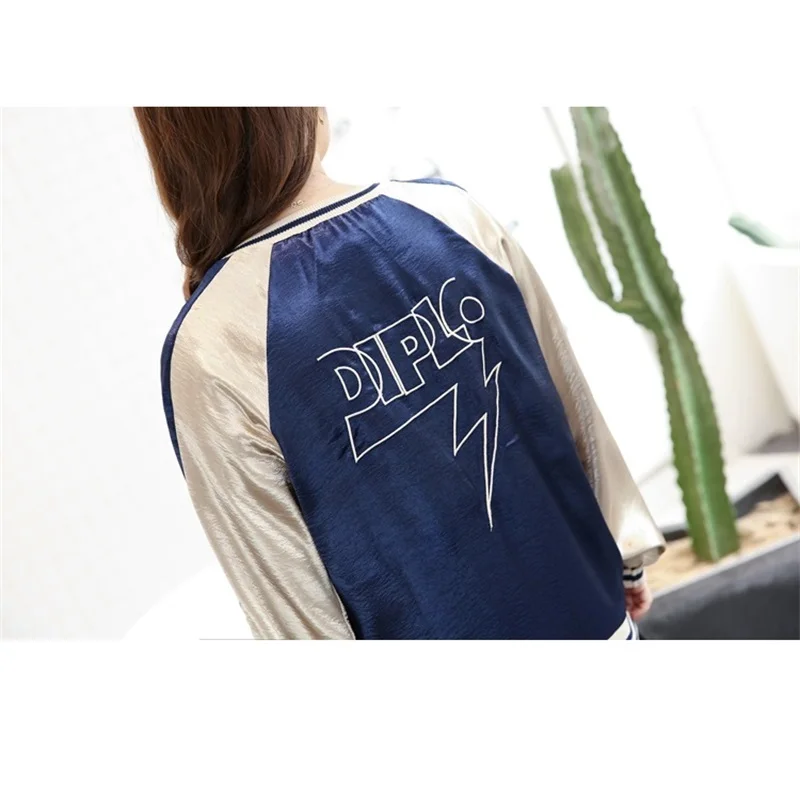 2018 Модные женские весенне-осенние куртки-бомбер в Корейском стиле Harajuku Свободные