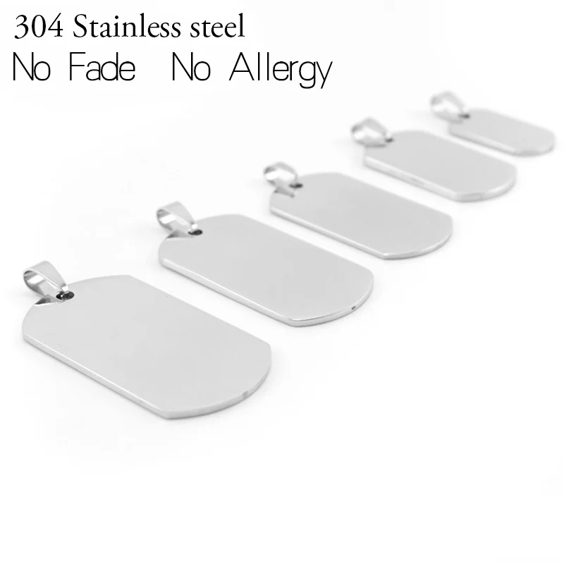 

20PCS Stainless Steel Dog Tag Blank military plate pendant metal Dogtags for men ID Car mirror polished wholesale