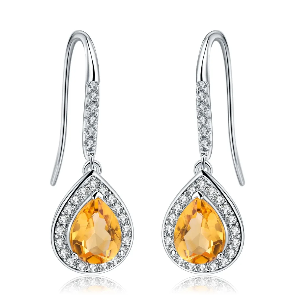 

GEM'S BALLET Water Drop 2.17Ct Natural Citrine Drop Earrings 925 Sterling Silver Gemstone Elegant Brincos for Women Fine Jewelry
