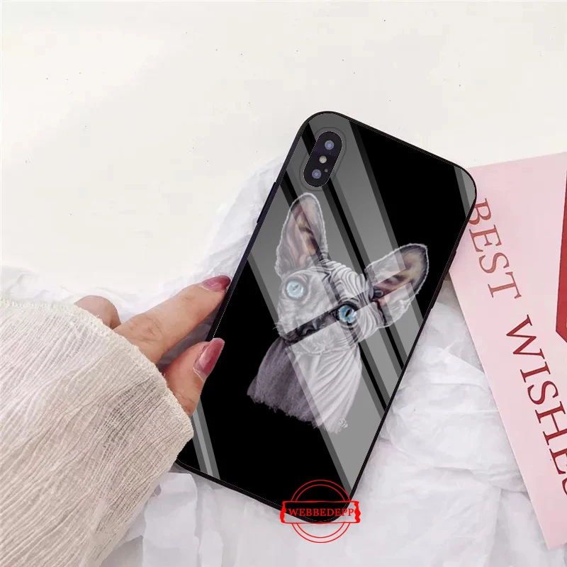 Татуировка сфинкс Cat стекло чехол для телефона Apple iPhone 11 Pro X XS Max 6 6S 7 8 плюс 5 5S
