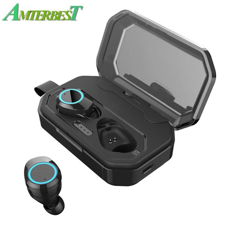 

AMTERBEST Bluetooth 5,0 настоящие беспроводные наушники-вкладыши водонепроницаемые Bluetooth-наушники стереогарнитура с зарядным устройством для IOS Android