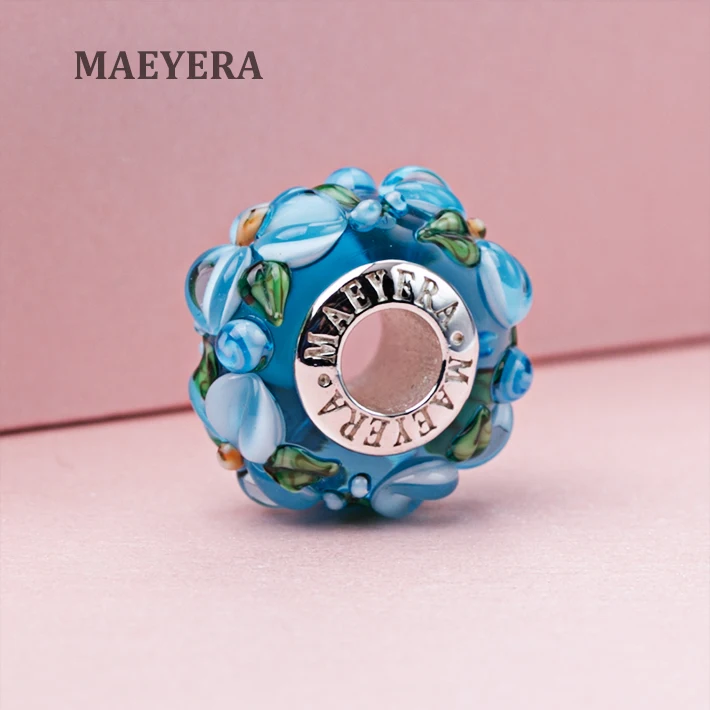 MAEYERA подлинное 925 пробы серебро светильник синий стерео лепестки из муранского