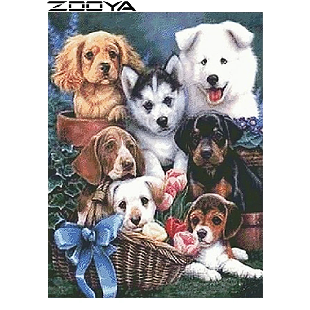 Zooya 5d алмаз живопись все Наклейки diamond Вышивка животного семь Товары для собак