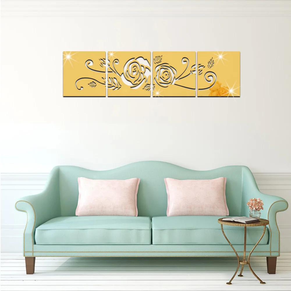 Funlife украшение для дома зеркальные настенные наклейки с объемными цветами MS361 |