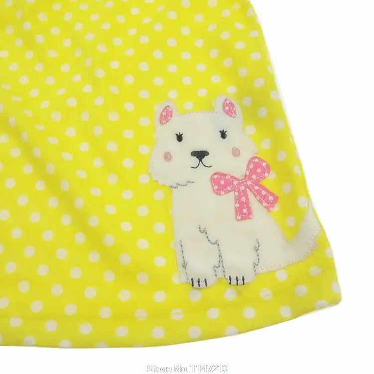 Новый Brand New Baby девушки Лето Dress 100% Хлопок Одежда Точки Младенческой Мультфильм