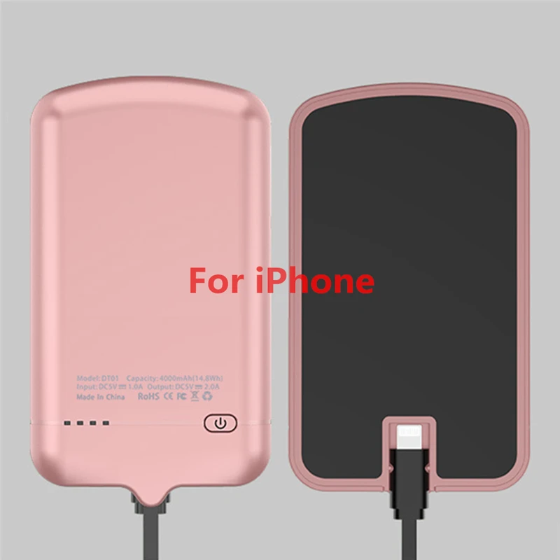 Rose for iPhone NTSPACE 4000 мАч портативное зарядное устройство чехол внешний резервный блок питания для iPhone samsung Xiaomi huawei зарядное устройство чехол - Цвет: Rose for iPhone