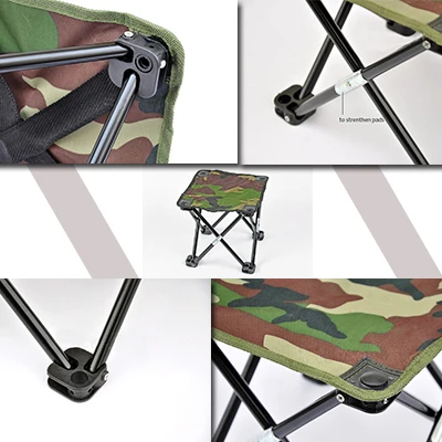 Портативный стул рыбалки и табурет сильный легкий Камуфляжный холст + Складная
