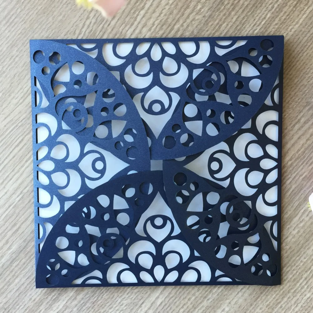 

30pcs Glossy Paper Romantic Paper Laser Cut Wedding Invitation Card Best wish Card Delicate Carved Flower Pattern Greeting Card