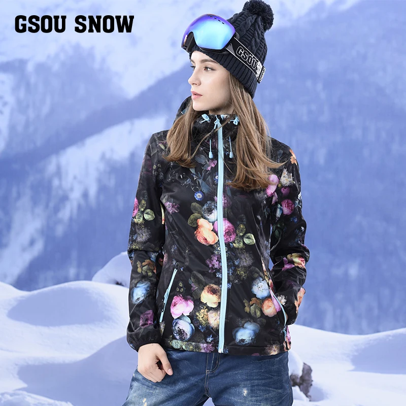 Gsou Snow 2017 Новый лыжный костюм жилет доска Лыжная куртка одежда ветрозащитная