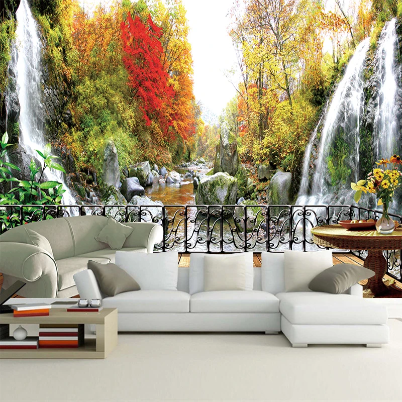 JiaSheMeiJu Custom 3D Photo Wallpaper Mountain Little Waterfall River View Murals Bedroom TV Backdrop Wall Mural Papel De Parede |