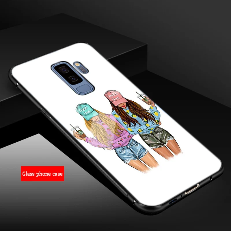 Жутким черепом сотовый Чехол из закаленного стекла для телефона для samsung Galaxy A6 A6S A8 A8S J6 J8 S8 S9 S10 PLUS, NOTE 8, 9