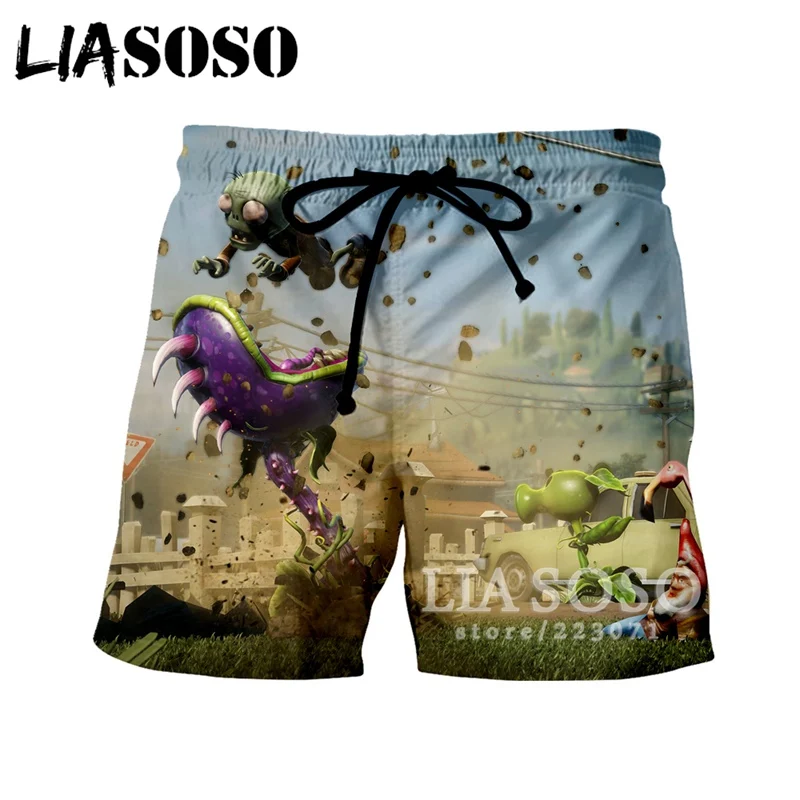 LIASOSO 2019 летние новые мужские и женские шорты с 3D принтом видео игры Растения